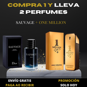 Promoción Compra 1 y Lleva 2 Perfumes [1 Sauvage Dior 100ml+ 1 One Million Paco Rabanne 100ml] ¡Solo hoy!