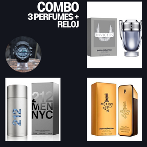 Promoción - Compra 1 y Lleva 4 - [1 Perfume One Million 100ml + 1 Perfume 212 Men 100ml + 1 Perfume Invictus 100ml +Reloj Titanium] ¡Solo hoy!